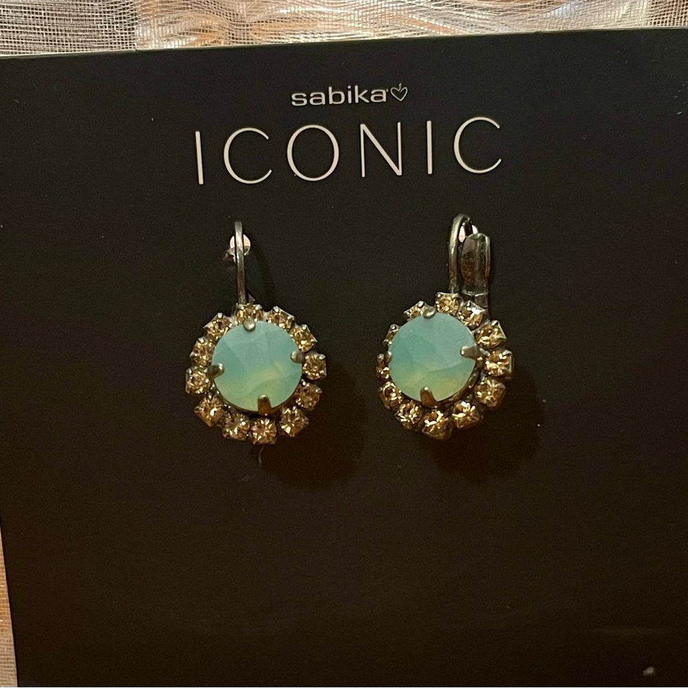 Sabika Iconic Fresh Connection Gold and Aqua Earrings